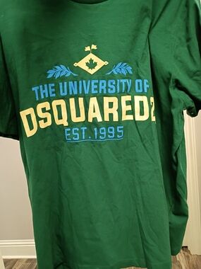 Dsquared2 Green 'The University of Dsquared2' Graphic Men's T-Shirt Oversized XS